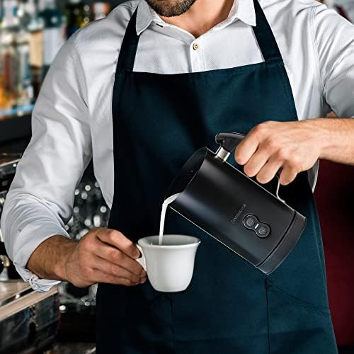 OVENTE Electric Milk Frother Double Wall Insulated Stainless Steel, Automatic Shutoff Portable Hot Cold Foam Maker Perfect Milk Steamer For Hot Chocolate Cappuccino Coffee, Black FR3608B