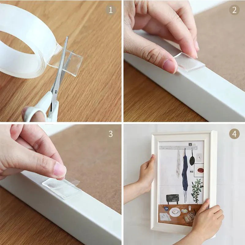 Nano Tape Double-Sided | Transparent, Reusable & Waterproof Adhesive – 1/2/3/5M | Kitchen & Bathroom Essential