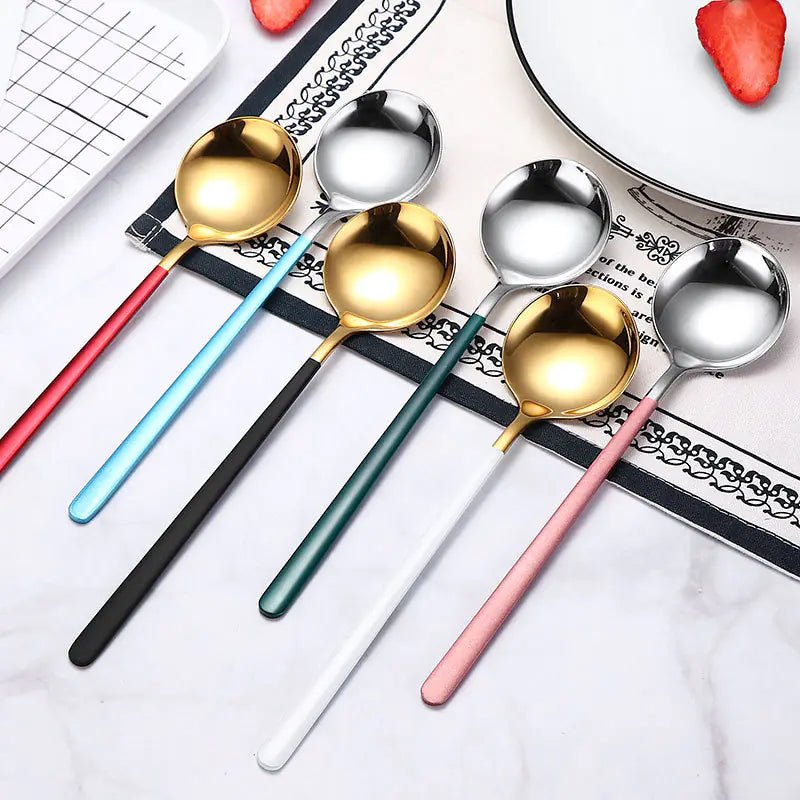 Creative Long Handle Stainless Steel Spoon for Desserts