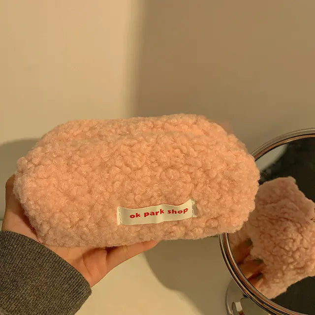 Plush Lamb Hair Cosmetic Bag - Large Capacity Organizer