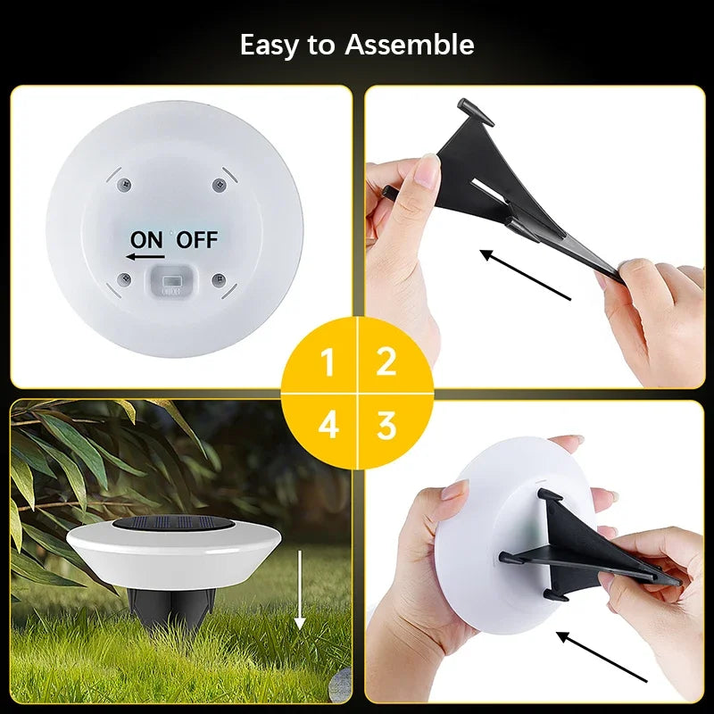 1/4PCS Solar Lights, Outdoors Lamp, 360° LED Floor Lights Waterproof with On/Off for Garden, Yard, Driveway, Patio, Lawn 1/4Pack