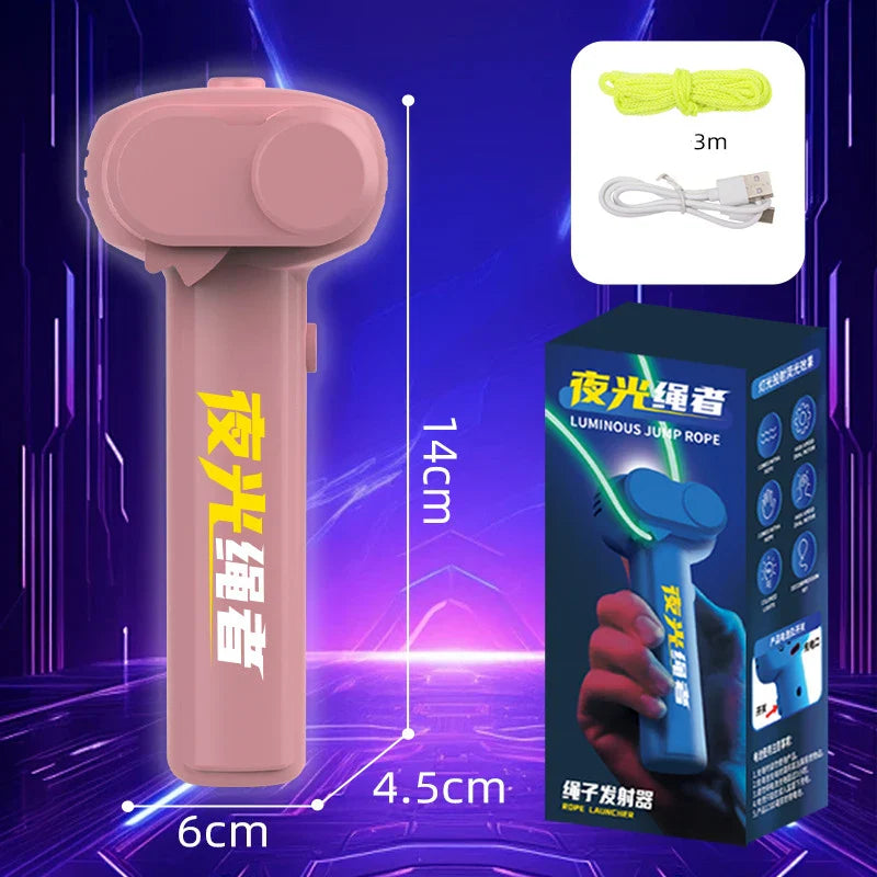 String Toy Loop Glow in The Dark Portable Rope Launcher Fidget Toy USB Electric Handheld String Cool Toy for Kids Gift