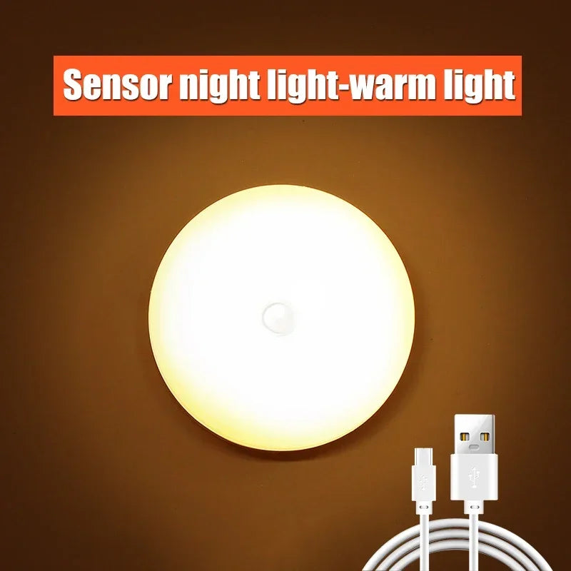 EMESA HOME PIR Motion Sensor LED Night Light – USB Rechargeable Wireless Lamp for Cabinet, Wardrobe, Staircase, Closet, Kitchen