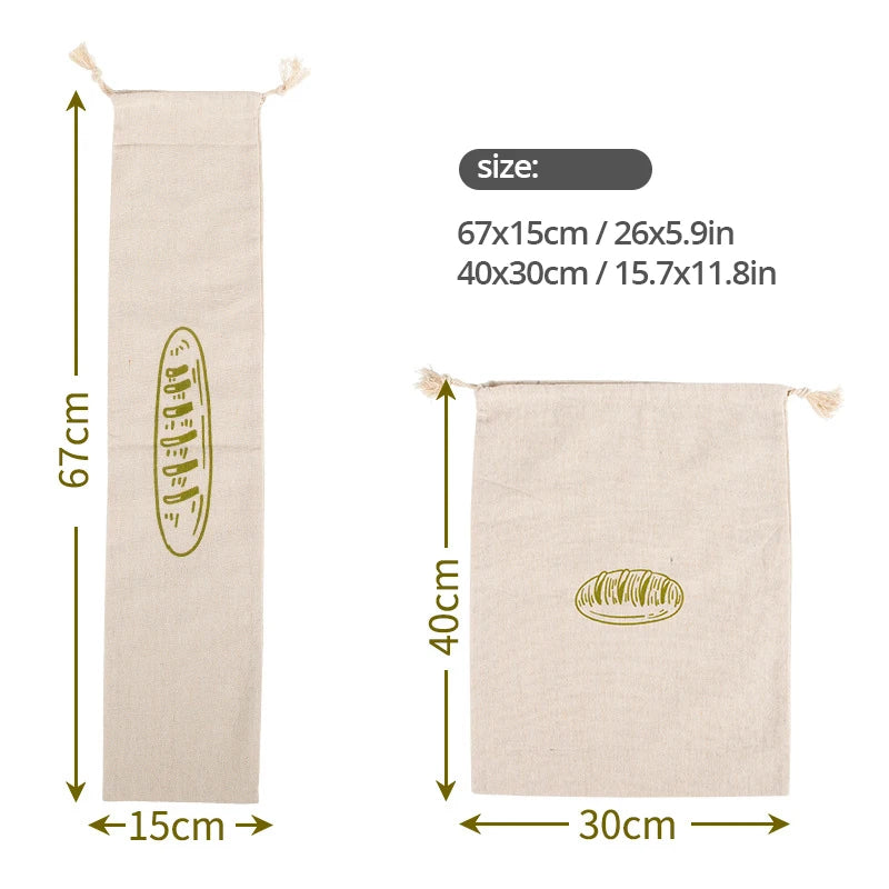 Linen Bread Bag Reusable Bags For Bread Drawstring Bags Homemade Artisan Bread Storage Bag Baguette Bag Food Storage Containers