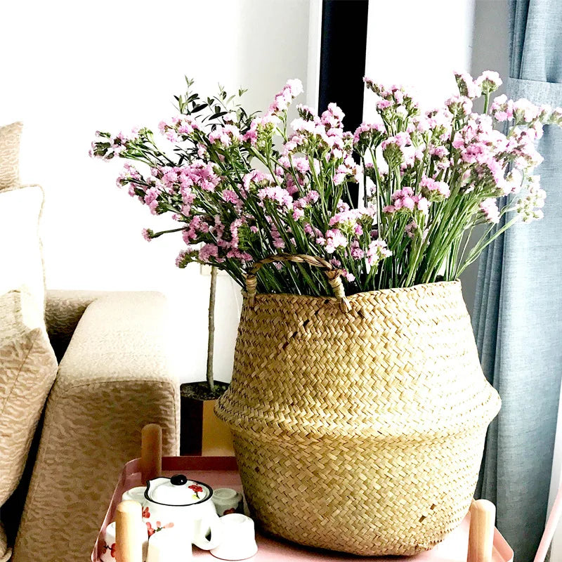 LuanQI Wicker Storage Basket Flower Baskets Potted Plant Laundry Storage Decorative Basket Rattan Flower Pot Garden Planters
