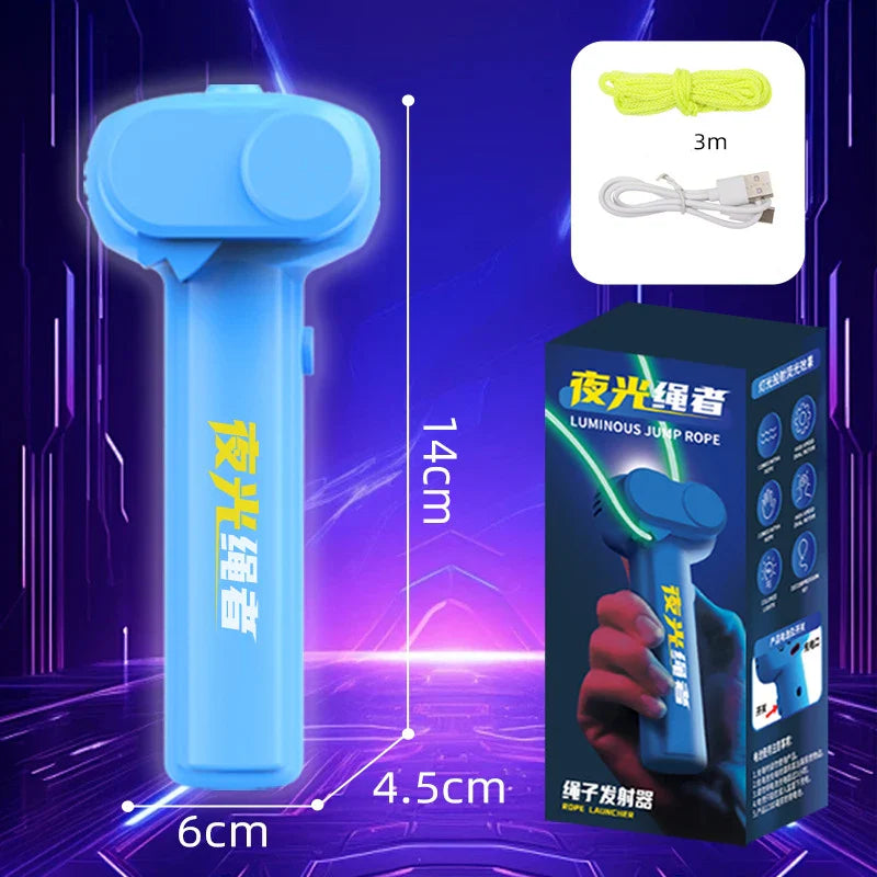 String Toy Loop Glow in The Dark Portable Rope Launcher Fidget Toy USB Electric Handheld String Cool Toy for Kids Gift