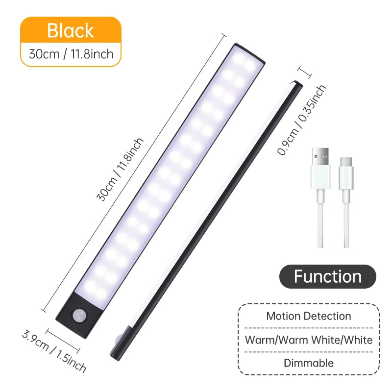 Motion Sensor Light Wireless LED Night Light USB Rechargeable Night Lamp Cabinet Wardrobe Lamp Under Backlight For Kitchen