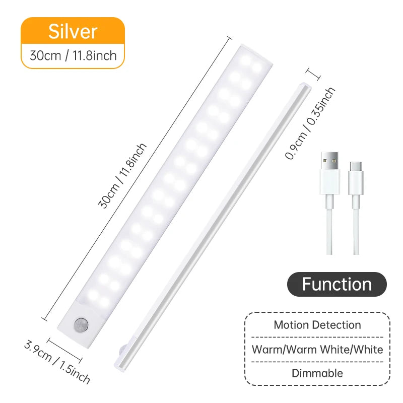 Motion Sensor Light Wireless LED Night Light USB Rechargeable Night Lamp Cabinet Wardrobe Lamp Under Backlight For Kitchen