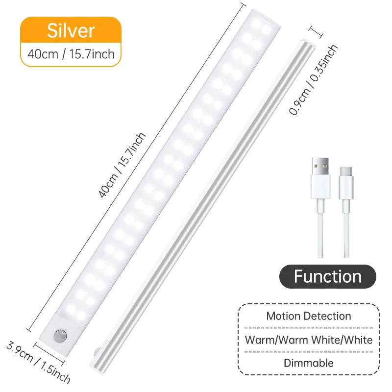 Motion Sensor Light Wireless LED Night Light USB Rechargeable Night Lamp Cabinet Wardrobe Lamp Under Backlight For Kitchen
