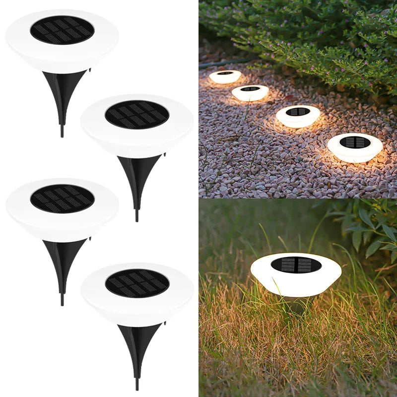 1/4PCS Solar Lights, Outdoors Lamp, 360° LED Floor Lights Waterproof with On/Off for Garden, Yard, Driveway, Patio, Lawn 1/4Pack