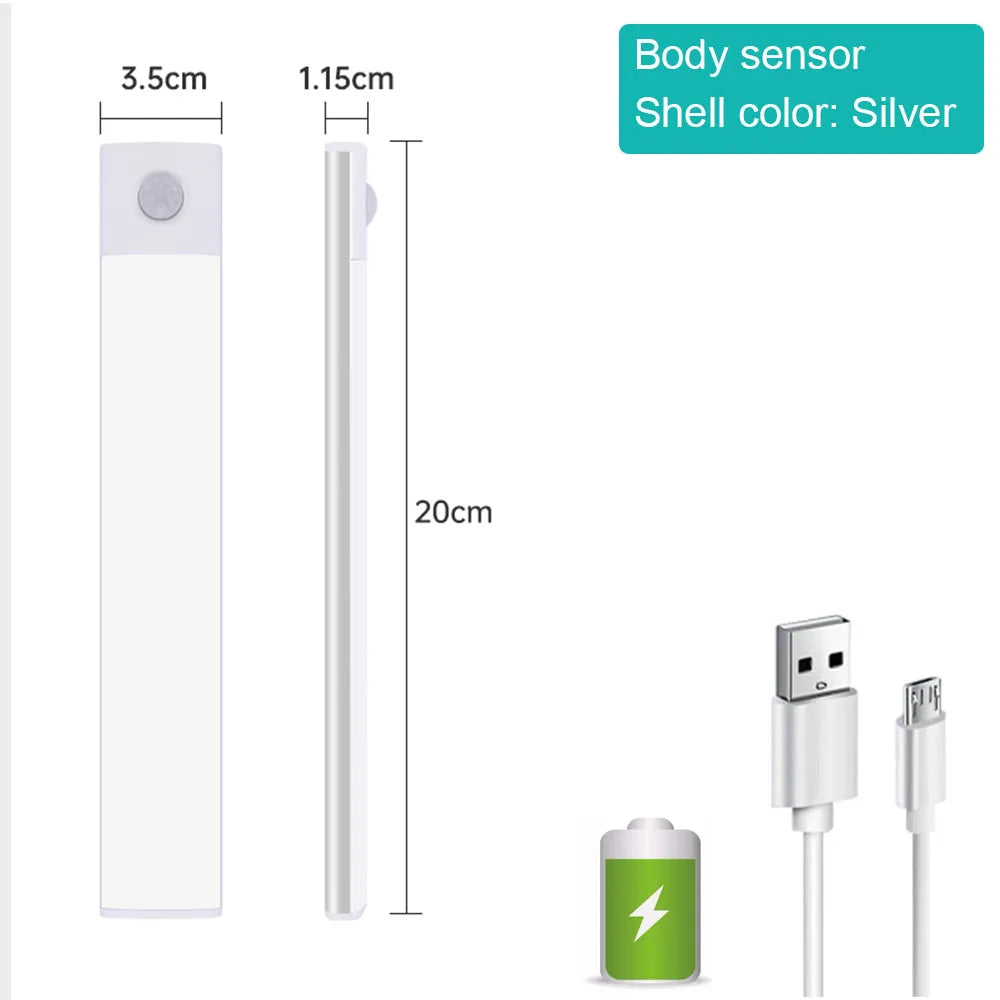 Motion Sensor Light Wireless LED Night Light USB Rechargeable Night Lamp Cabinet Wardrobe Lamp Under Backlight For Kitchen