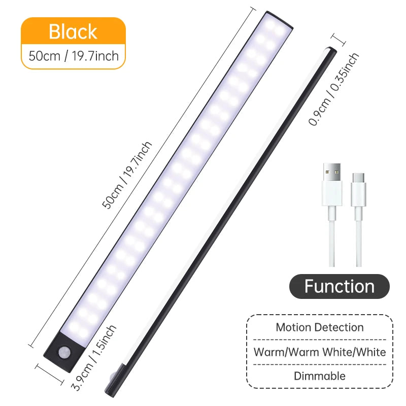 Motion Sensor Light Wireless LED Night Light USB Rechargeable Night Lamp Cabinet Wardrobe Lamp Under Backlight For Kitchen