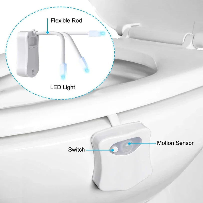 16 Colour LED Toilet Nightlight with Motion Sensor | Auto-Sensing Smart Bathroom Light