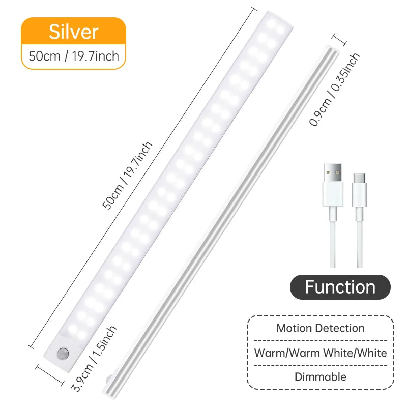 Motion Sensor Light Wireless LED Night Light USB Rechargeable Night Lamp Cabinet Wardrobe Lamp Under Backlight For Kitchen
