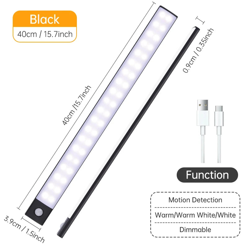 Motion Sensor Light Wireless LED Night Light USB Rechargeable Night Lamp Cabinet Wardrobe Lamp Under Backlight For Kitchen