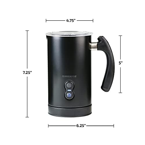 OVENTE Electric Milk Frother Double Wall Insulated Stainless Steel, Automatic Shutoff Portable Hot Cold Foam Maker Perfect Milk Steamer For Hot Chocolate Cappuccino Coffee, Black FR3608B