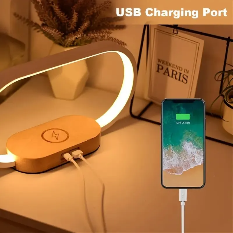 Multifunctional Wireless Charger Stand, LED Desk Lamp, Alarm Clock for iPhone