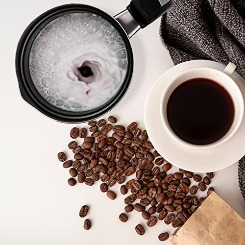 OVENTE Electric Milk Frother Double Wall Insulated Stainless Steel, Automatic Shutoff Portable Hot Cold Foam Maker Perfect Milk Steamer For Hot Chocolate Cappuccino Coffee, Black FR3608B