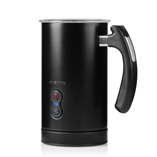 OVENTE Electric Milk Frother Double Wall Insulated Stainless Steel, Automatic Shutoff Portable Hot Cold Foam Maker Perfect Milk Steamer For Hot Chocolate Cappuccino Coffee, Black FR3608B