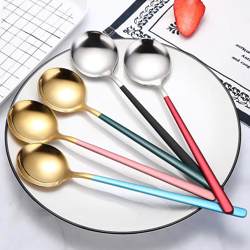 Creative Long Handle Stainless Steel Spoon for Desserts