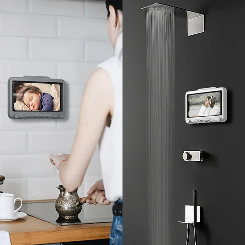 Waterproof Shower Phone Holder with Anti-Fog Touch Screen