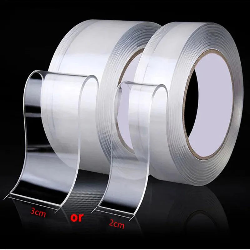 Nano Tape Double-Sided | Transparent, Reusable & Waterproof Adhesive – 1/2/3/5M | Kitchen & Bathroom Essential