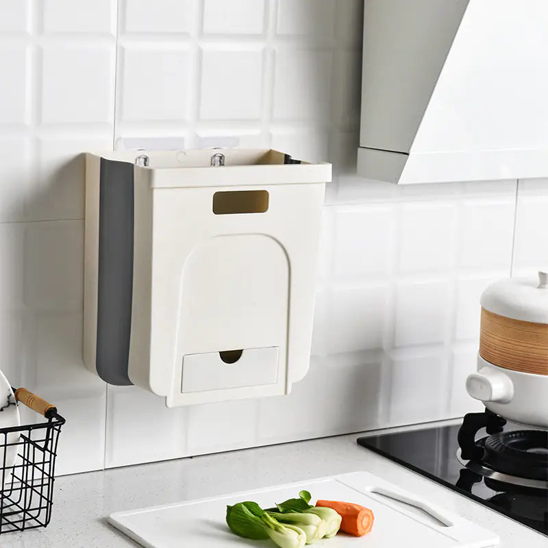 Large Wall-Mounted Folding Trash Can for Home Use