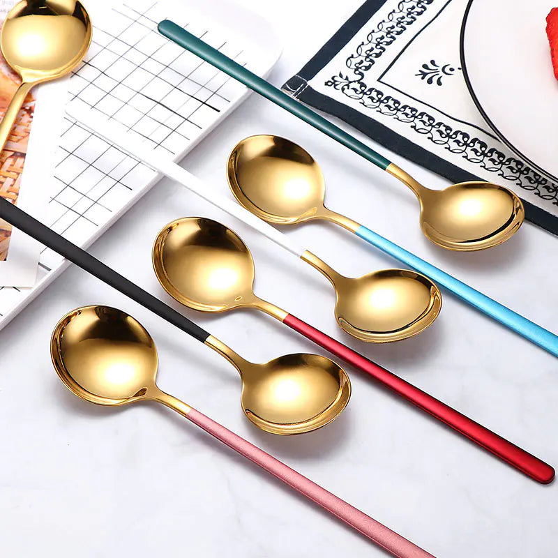 Creative Long Handle Stainless Steel Spoon for Desserts