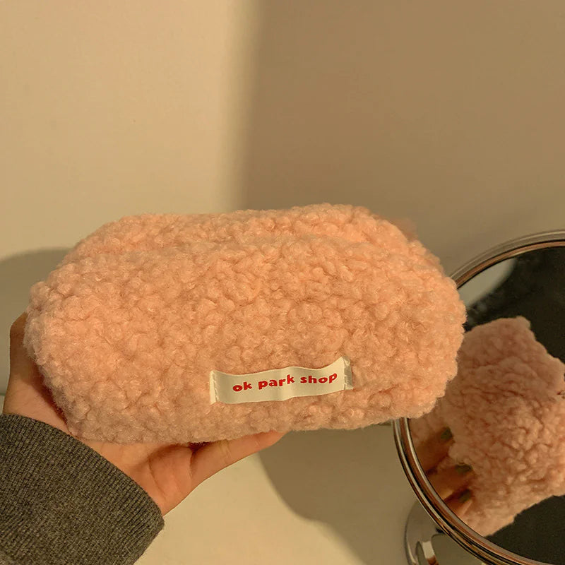 Plush Lamb Hair Cosmetic Bag - Large Capacity Organizer