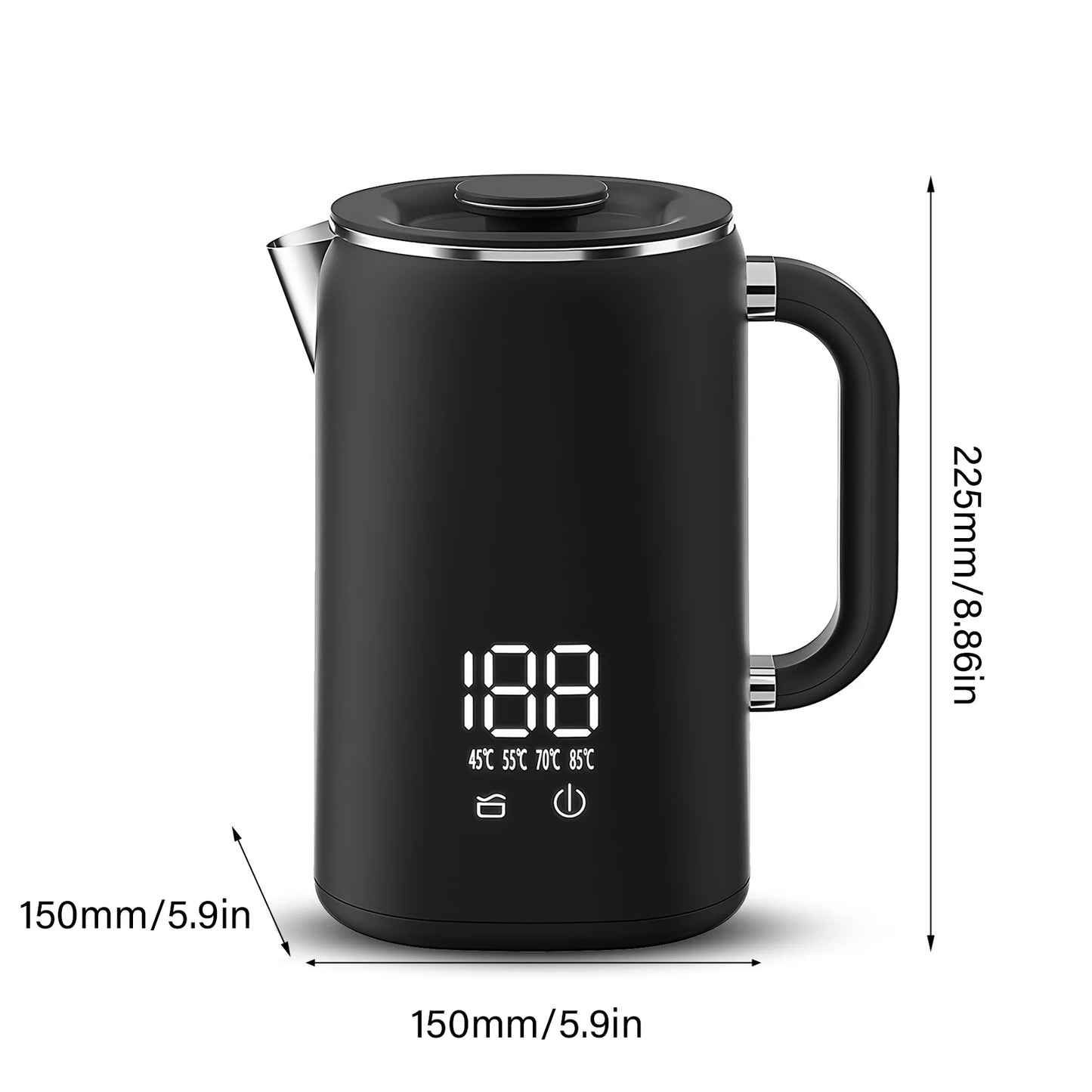 OVENTE Electric Milk Frother Double Wall Insulated Stainless Steel, Automatic Shutoff Portable Hot Cold Foam Maker Perfect Milk Steamer For Hot Chocolate Cappuccino Coffee, Black FR3608B