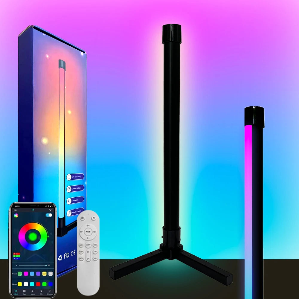 Smart RGB Dream Color Floor Lamp with Music Sync Modern 16 Million Color Changing Standing Mood Light with APP & Remote Control