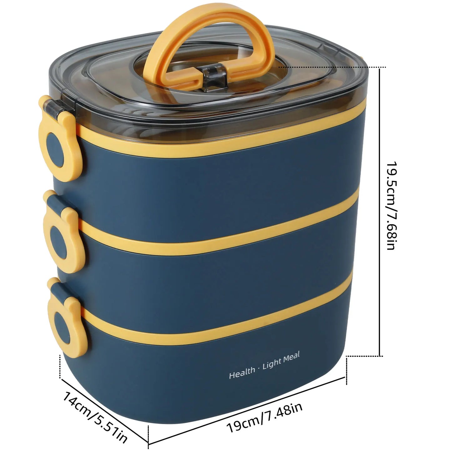 2000ML Portable 3 Layer Lunch Box - Leakproof Microwavable Food Container