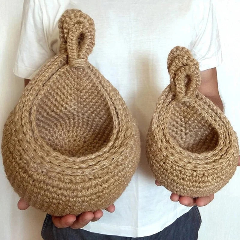 Wall-mounted Vegetable Basket Fruit and Sundry Basket Natural Wicker Weave Storage Basket Kitchen Storage Home Decoration