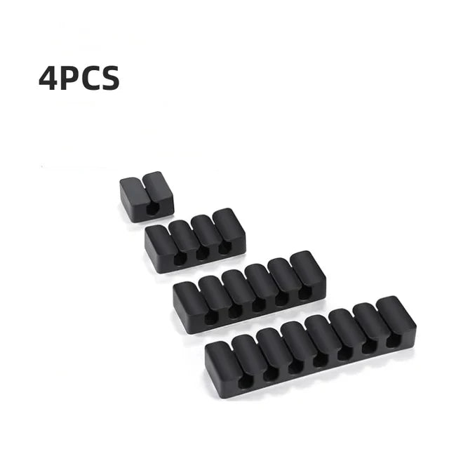 Cable Clip Cord Organizer Black Cable Management Cord Clip Silicone Self-Adhesive Charger Cord Clip for Bedside Table Compartmen