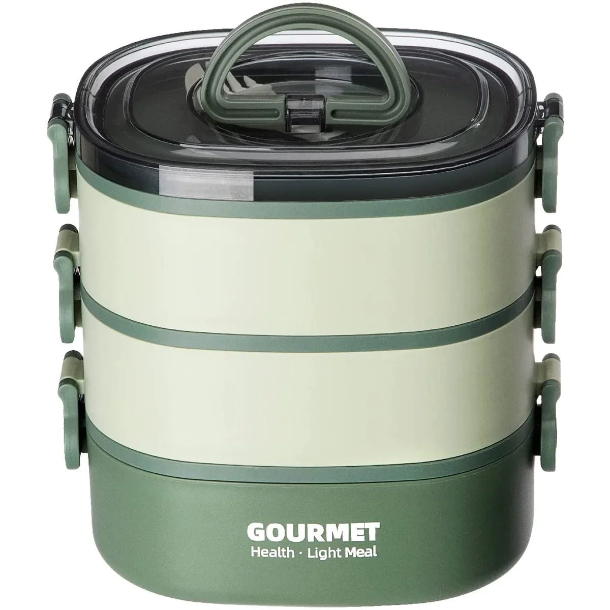 2000ML Portable 3 Layer Lunch Box - Leakproof Microwavable Food Container