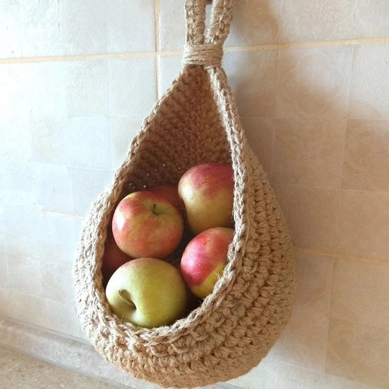 Wall-mounted Vegetable Basket Fruit and Sundry Basket Natural Wicker Weave Storage Basket Kitchen Storage Home Decoration