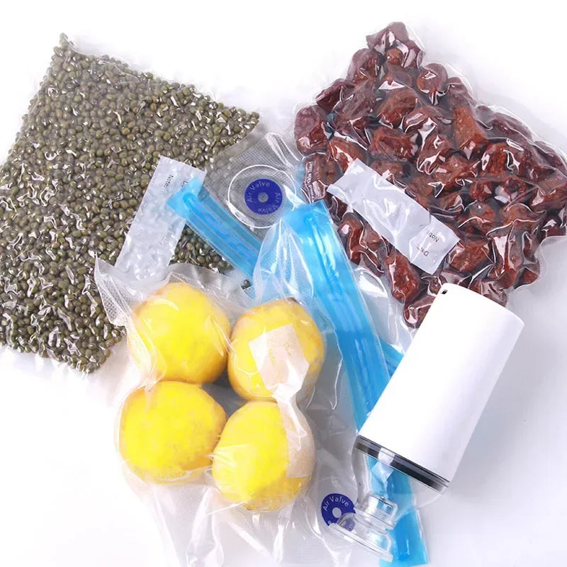 Reusable Vacuum Food Storage Zipper Bags Set Electric Handheld Vacuum Sealer USB