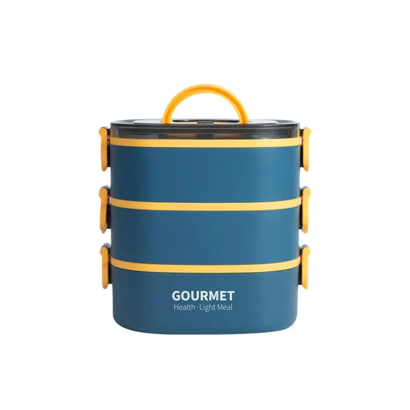 2000ML Portable 3 Layer Lunch Box - Leakproof Microwavable Food Container