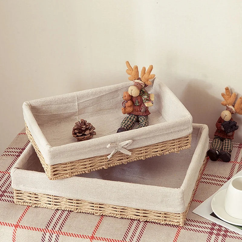 Ins Storage Basket Sundries Organization Cosmetics Snack Storage Box  Desktop Decorative Container Home Organizer Supplies