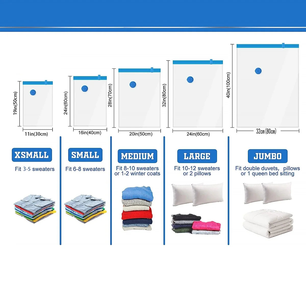 Vacuum Storage Bags, Space Saver Bags Compression for Comforters and Blankets, Sealer Clothes Travel Packing Organizer