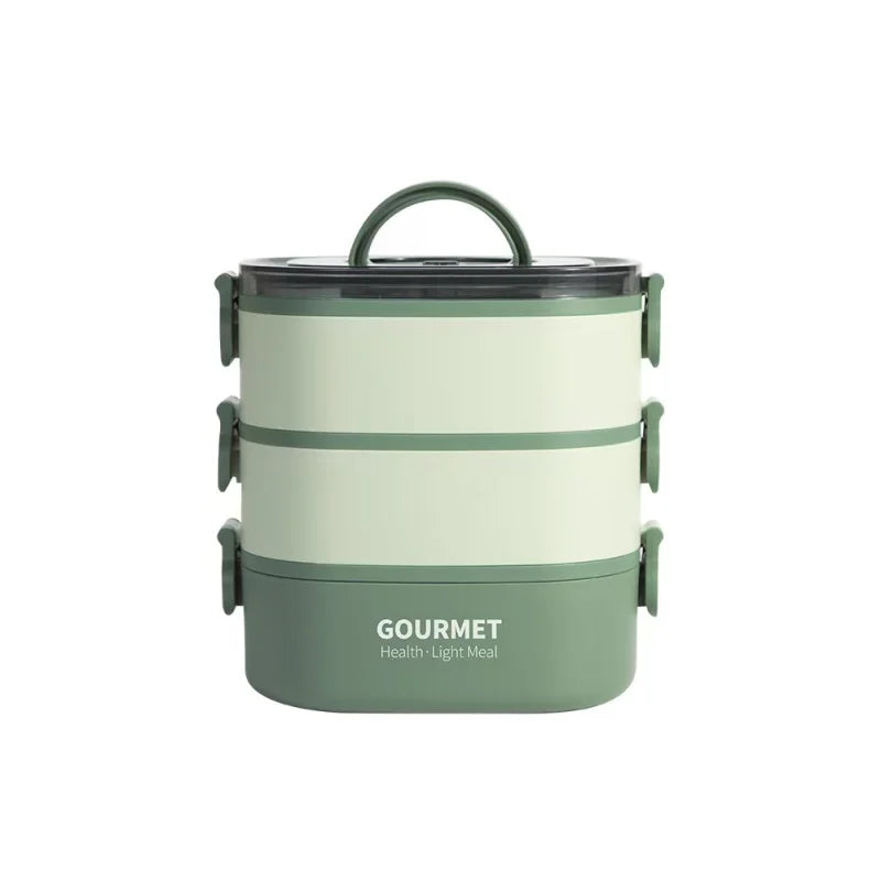 2000ML Portable 3 Layer Lunch Box - Leakproof Microwavable Food Container
