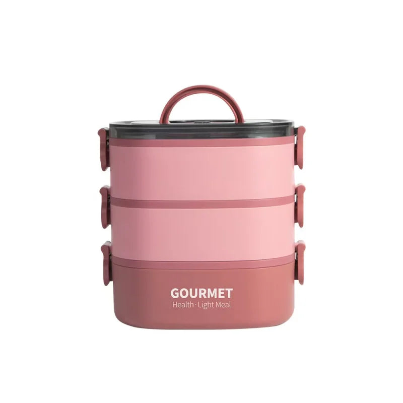 2000ML Portable 3 Layer Lunch Box - Leakproof Microwavable Food Container
