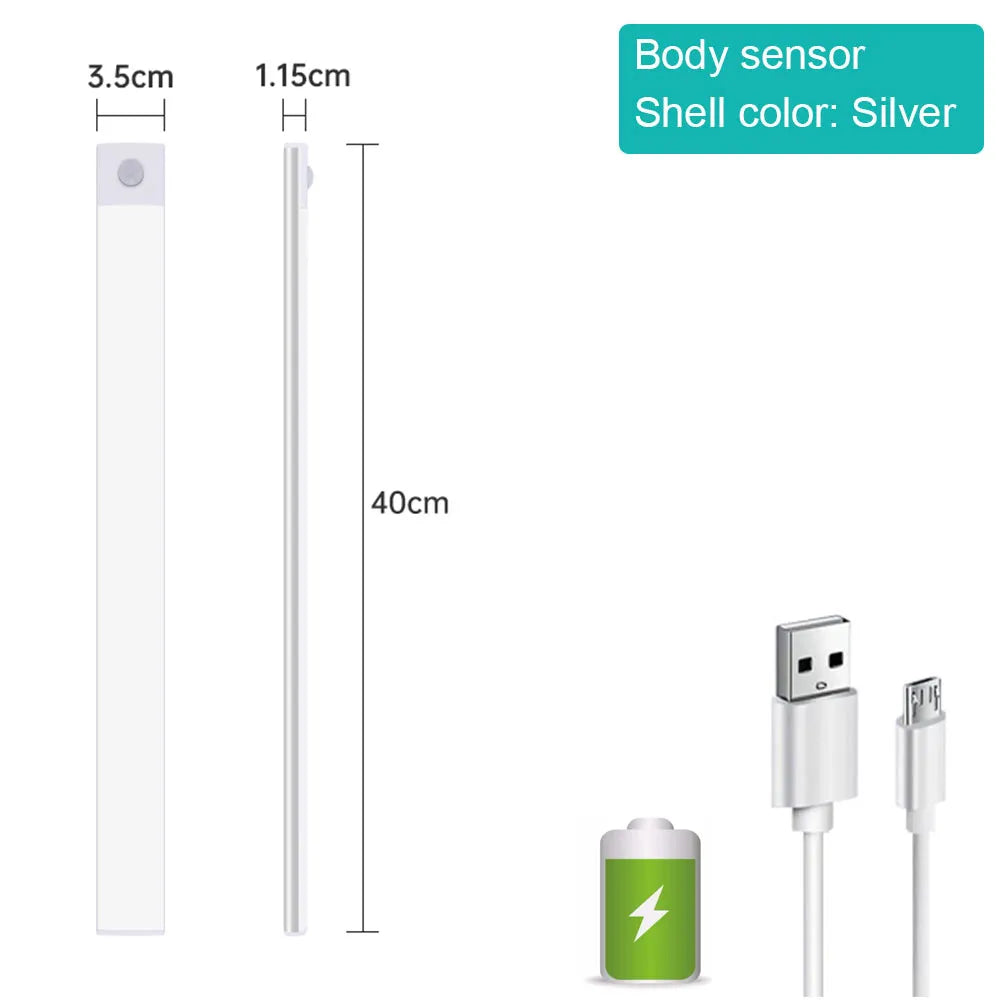 Motion Sensor Light Wireless LED Night Light USB Rechargeable Night Lamp Cabinet Wardrobe Lamp Under Backlight For Kitchen
