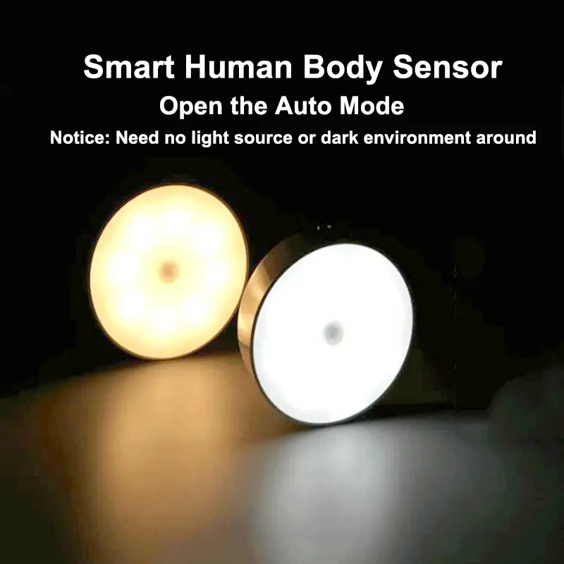 EMESA HOME PIR Motion Sensor LED Night Light – USB Rechargeable Wireless Lamp for Cabinet, Wardrobe, Staircase, Closet, Kitchen
