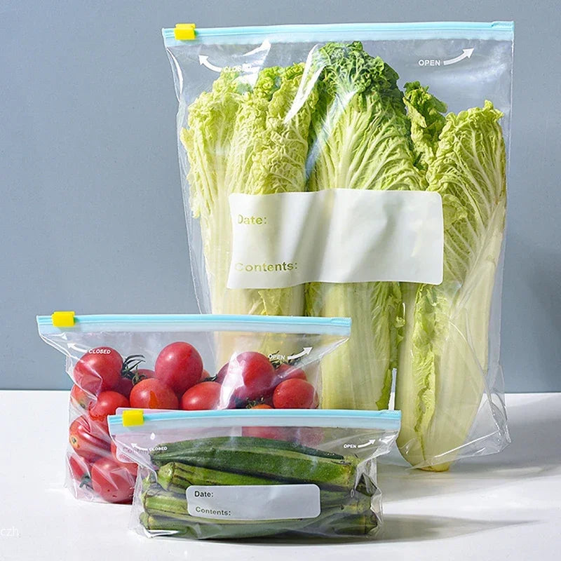 Reusable Storage Bags, Zipper Lock Bags, Food Grade Transparent Storage Bags