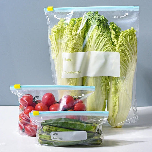 Reusable Storage Bags, Zipper Lock Bags, Food Grade Transparent Storage Bags