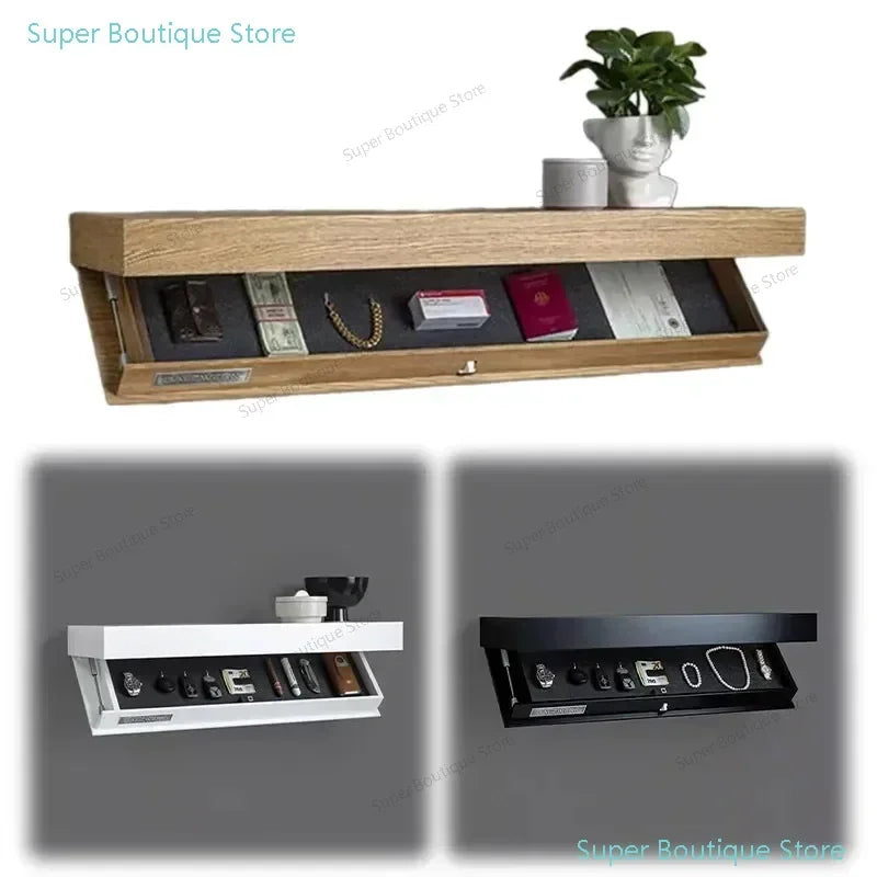 Wood Floating Wall Shelves Magic Flap Hidden Shelf with Secret Compartment Wall-mounted Storage Wood Furniture Storage Box