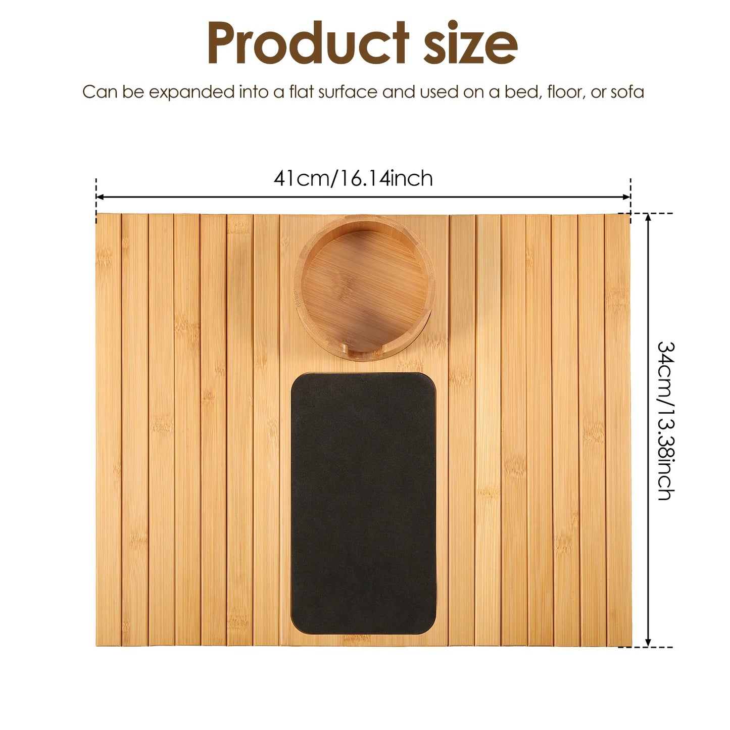 Bamboo Couch Cup Holder Anti-Slip Sofa Armrest Tray Foldable Multifunctional Sofa Cup Holder for Remote Control Cups Snack