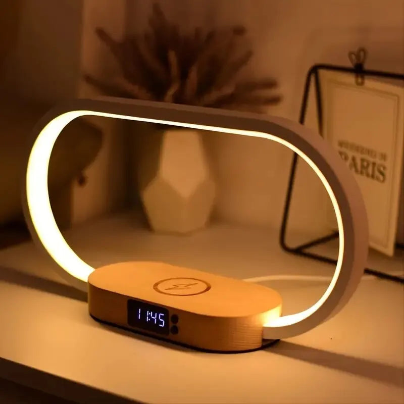 Multifunctional Wireless Charger Stand, LED Desk Lamp, Alarm Clock for iPhone