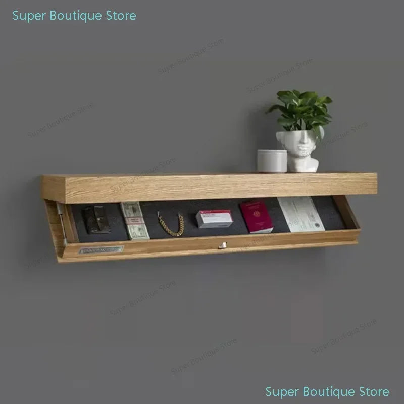 Wood Floating Wall Shelves Magic Flap Hidden Shelf with Secret Compartment Wall-mounted Storage Wood Furniture Storage Box